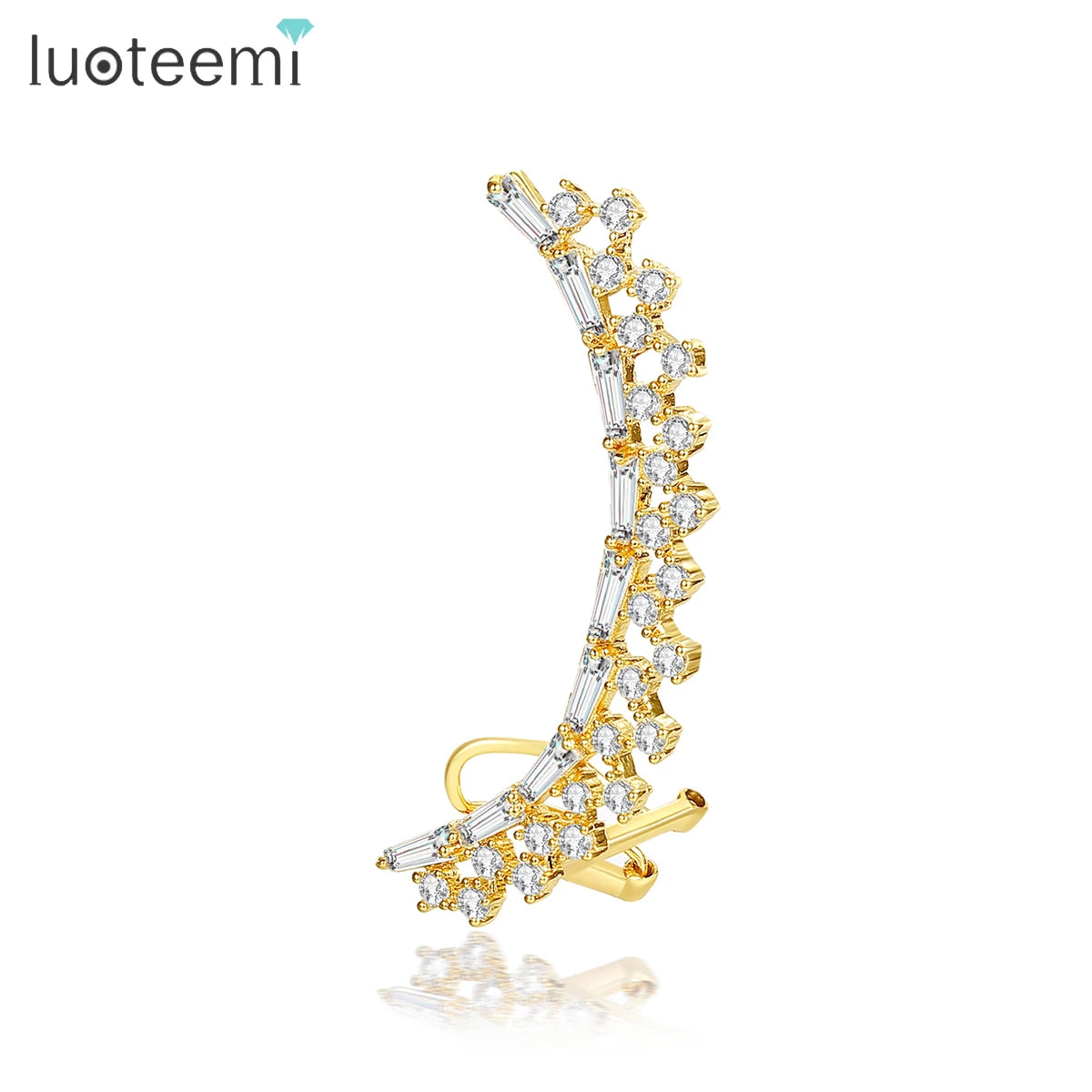 LUOTEEMI Modern Luxury Diamond Woman Bohemian 2024 Charm Climber Climbing Earring for Girls Fashion