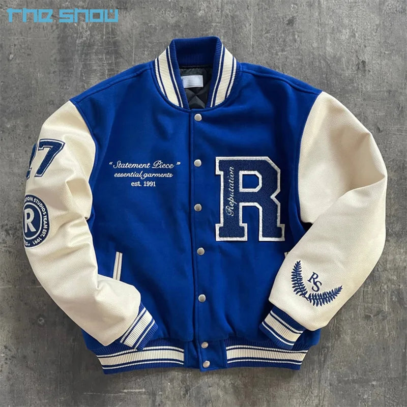 Custom Designer Embroidery Logo College Jackets Casual BaseballJacket Letterman Coat Unisex Varsity Jackets Men