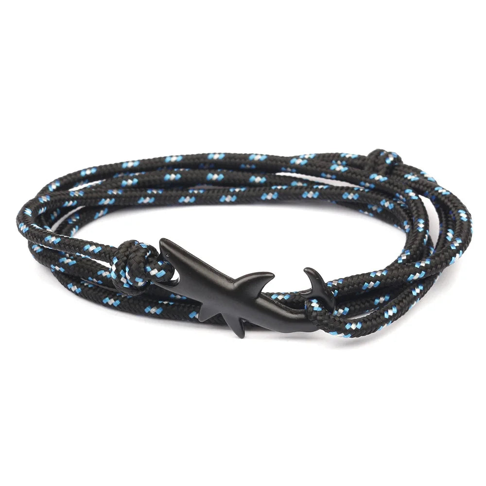 Fashion Bracelet Cord Shark Nylon Charms for Bracelets Adjustable Handmade Beach Double Layers Bracelets Women