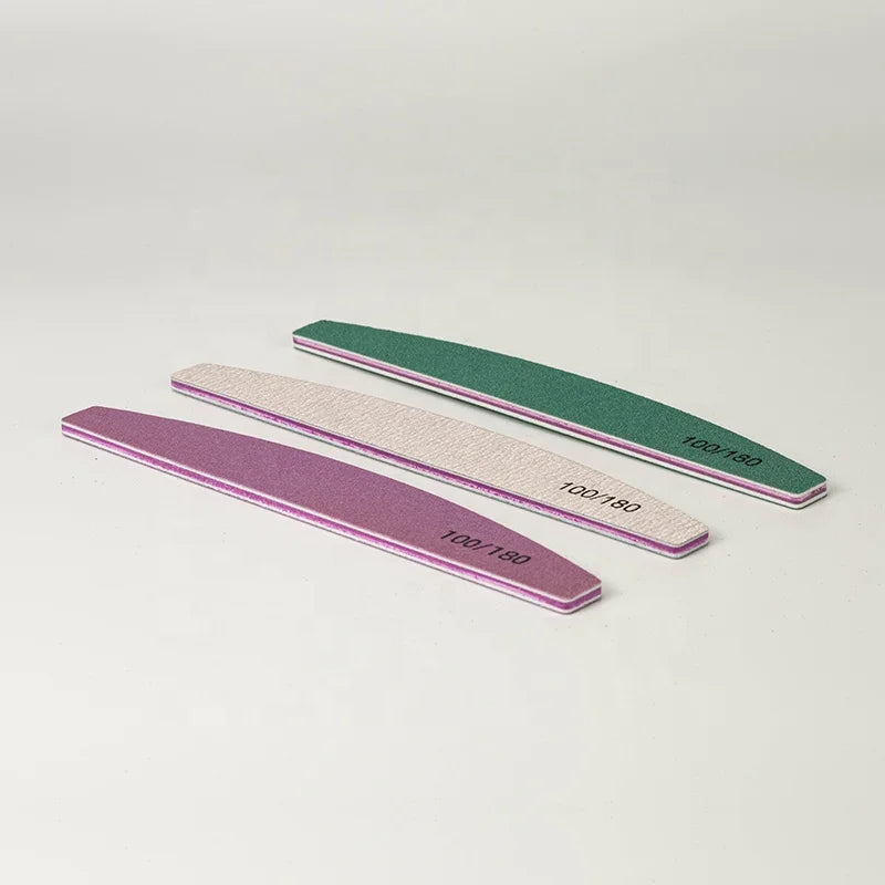 Premium High Quality Durable Green Purple Zebra Grey Half Moon Custom Professional 100/180 Nail Files with Logo Private Label
