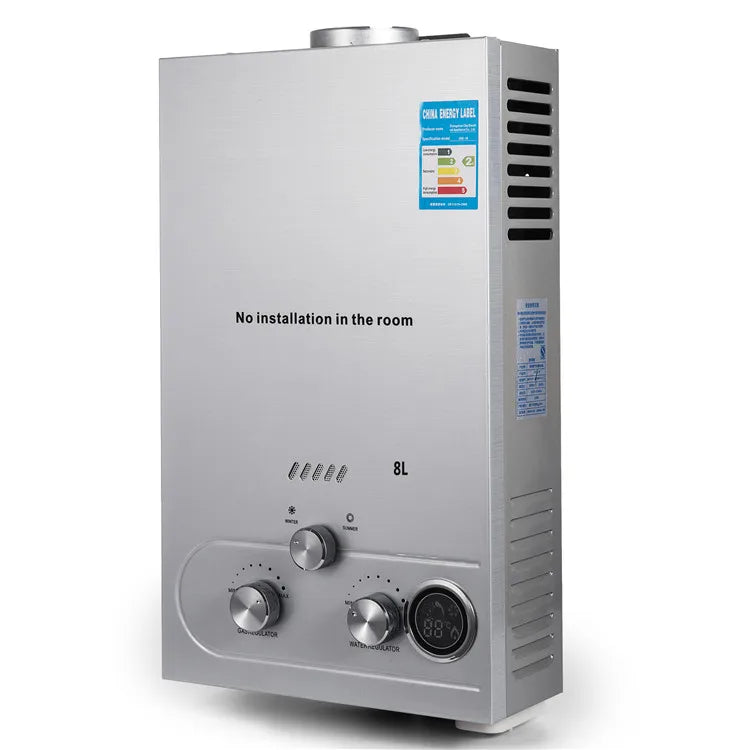 Vevor Electric & Natural Gas Tankless Instant Hot Water Heater 8L 16KW High Pressure Commercial Use Auto-Protection