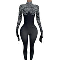 Sparkly Rhinestone Bodysuit Women Photoshoot Singer Club Wear Dancer Clothes Crystal Leotard Stage Performance Bodycon Jumpsuits