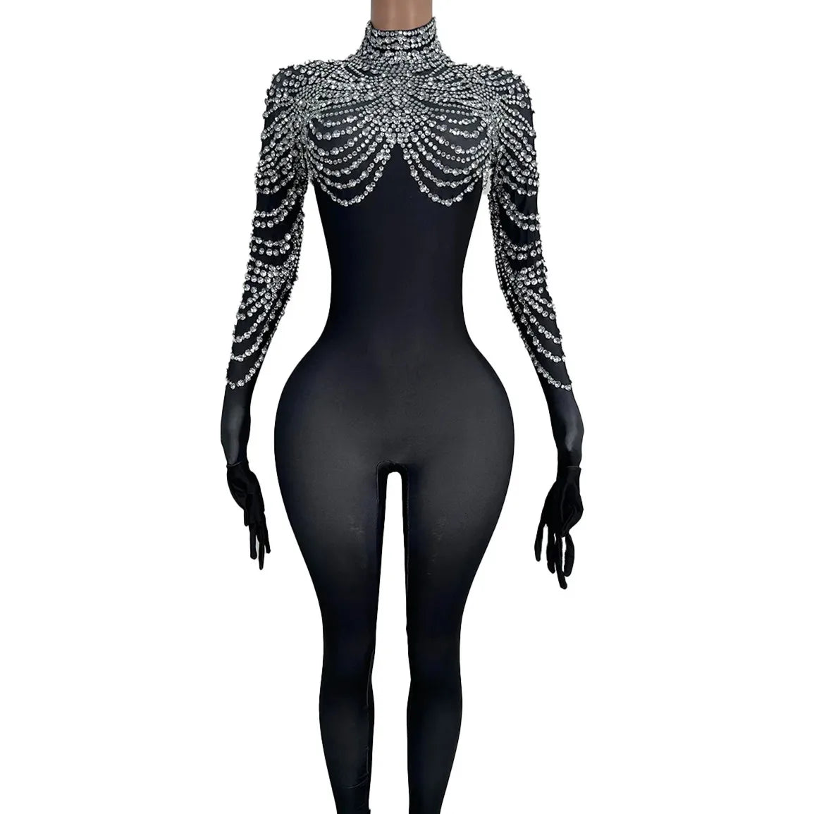 Sparkly Rhinestone Bodysuit Women Photoshoot Singer Club Wear Dancer Clothes Crystal Leotard Stage Performance Bodycon Jumpsuits