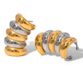 Unique Prevent Allergy Attractive Jewelry Stainless Steel Mixed Color Ear Clips Multi-Layer Open Circle Stud Earrings for Women