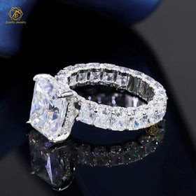 925 Sterling Silver 9*11mm 5 Carat and 3*4mm Radiant Cut Ice Out D VVS Moissanite Ring for Gift