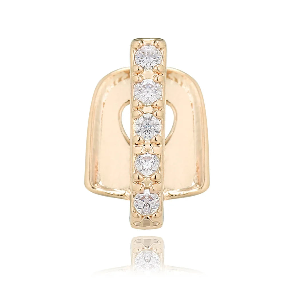 2022 Unique Design Custom Cheap Brass Single Golden Full Zircon Teeth Grillz