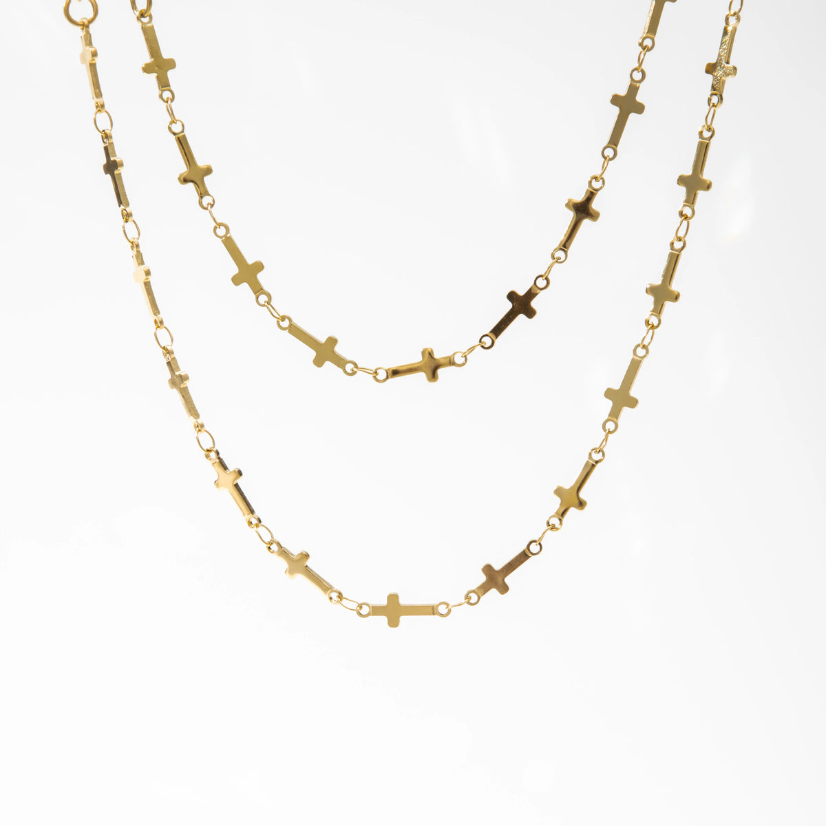 YF3455 Waterproof Tarnish Free Jewelry Trendy 18K Pvd Gold Plated Stainless Steel Stacking Cross Choker Necklace MegaBDM