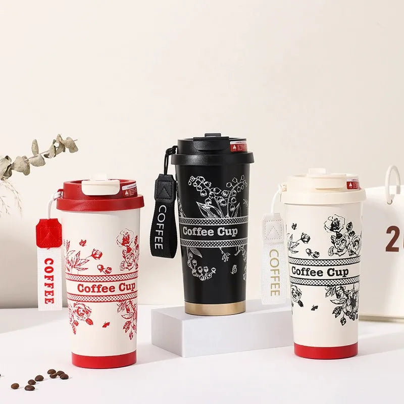 USA Stock Wholesale 17oz 316 Stainless Steel Thermos Coffee Cup with Lid and Straw Conveniently Designed Vacuum Travel Tumbler