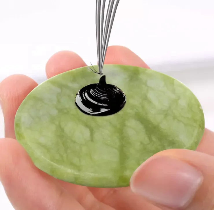 Eyelash Extension Glue Pallet Jade Stone Superior Round Eyelash Grafting Gasket Reusable Eye Lashes Adhesive
