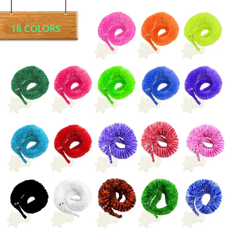 Street Magic Funny Fuzzy Wiggle Twist Worm 23 cm 18 Colors Plush Worm Magic Trick for Kids