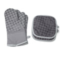6pcs Grey Cotton Oven Mitts Pot Holders Heat Resistant Suede Style Soft Cotton Lining Non-Slip Surface with Kitchen Towels