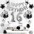 16th Birthday Decorations Supplies Silver Sweet Silver 16 Birthday Party Number 16 Balloon Happy Birthday Banner Cake Topper