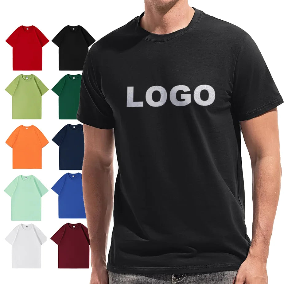 Wholesale Shirt Custom Logo 200 G Men T-Shirt O-Neck Anti-Wrinkle Plain 200 Gms 100% Cotton Digital Printing Tshirt