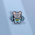 Gym Rat Brooch Cute Rat Enamel Pin Weightlifting Deadlift Fitness Gift Clothing Accessories