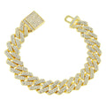 Duyizhao Hot Sales Box Clasp Cuban Bracelet Full of Crystal for Men Women Hip Hop Cool Punk Jewelry Cuban Chain Bangle Stock