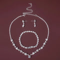 Romantic Silver Color Crystal Bridal Necklace Earrings Bracelet Set for Women Gold for Parties Weddings New Fashion Jewelry Gift