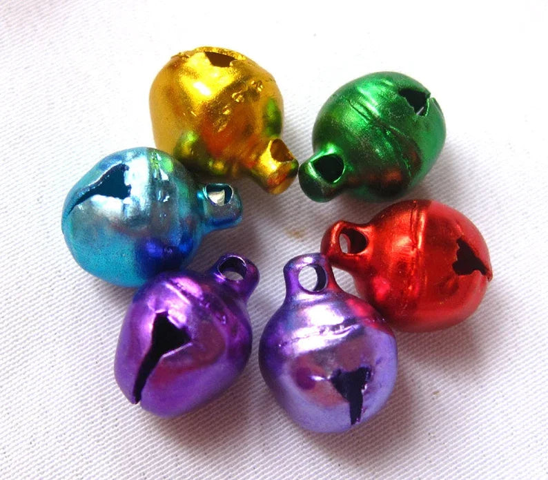 200pcs/pack Aluminum Jingle Bells 10mm End Charm Xmas Decorations