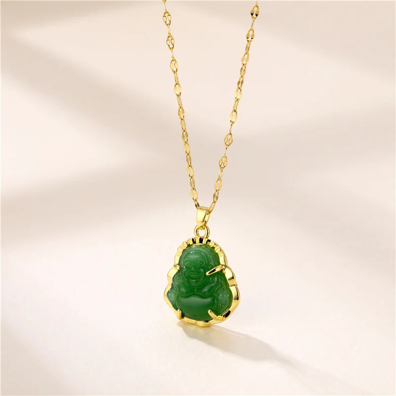 Fashion Collares Para Mujer Hiphop Buddha Jewelry Necklace 18k Gold Plated Stainless Steel Buddha Jewelry Necklace Women
