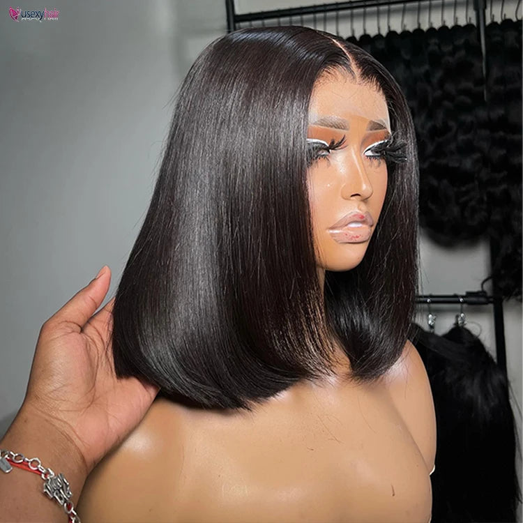 Ready to Go Cuticle Aligned Raw Indian Human Hair Wig 150% Density Glueless Short Bob Wig Vendor for Women Pre Cut Lace Wig