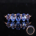 Starsgem Trendy Oval Cut 5 Stones Lab Grown Sapphire Rose Gold Wedding Gold Ring Band