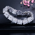 White Gold Filled Full Iced Out Cubic Zirconia Stone Luxury Women Wrist Heavy Wedding Bracelet for Bridal Jewelry Accessories
