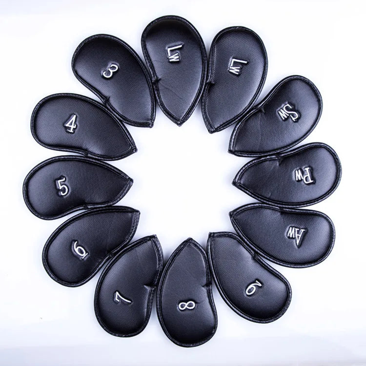 12 Pcs Sport Protective Gear PU Composite Stitch Leather Work Golf Putter Clubs Iron Headcovers Scratch Proof Driver Head Cover