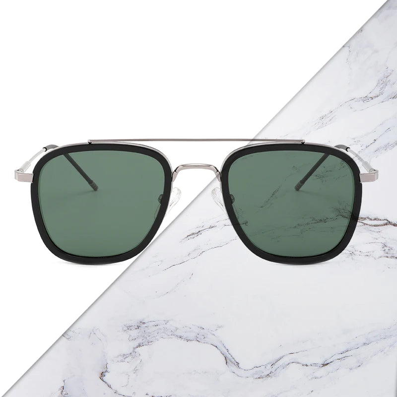 Brand Pilot Men Sunglasses Polarized Acetate & Metal Square Vintage Women Sun Glasses Female Driving Eyewear Ran Band Sunglasses