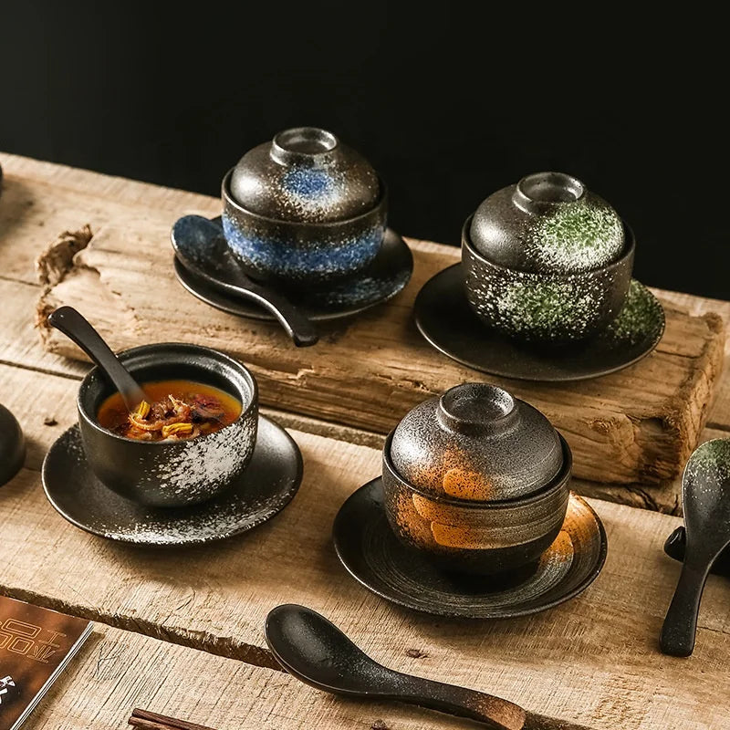 300ml Ceramic Soup Bowl with Handle and Lid Set  Ounce Small Ceramic French Onion Soup Crocks