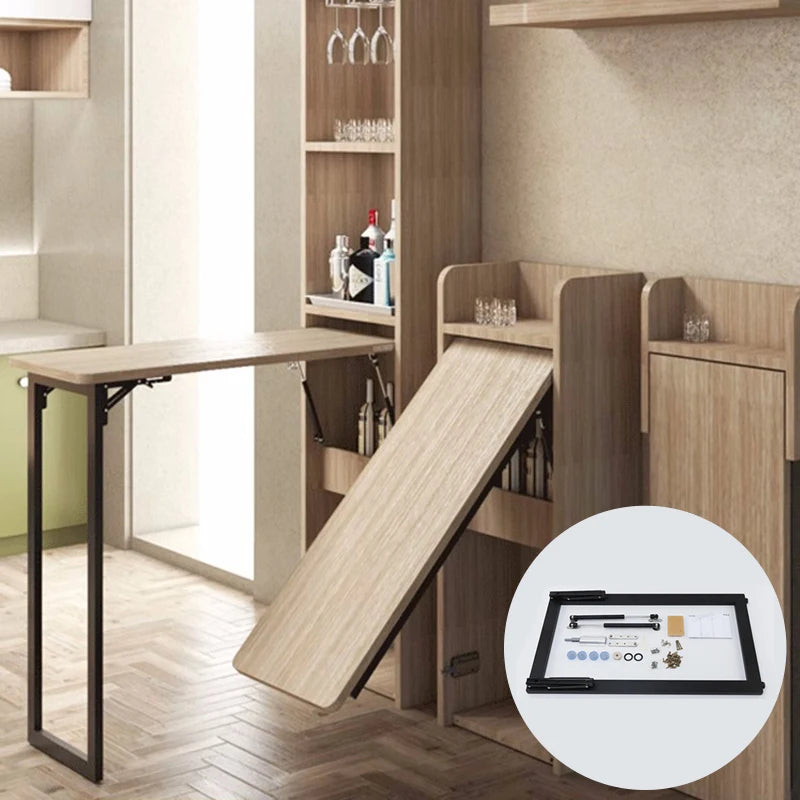 Set Expandable Steel Metal Desk Leg Frame Wall Mounted Bar Cabinets Folding Counter Cabinet Down Turn Invisible Table for Home