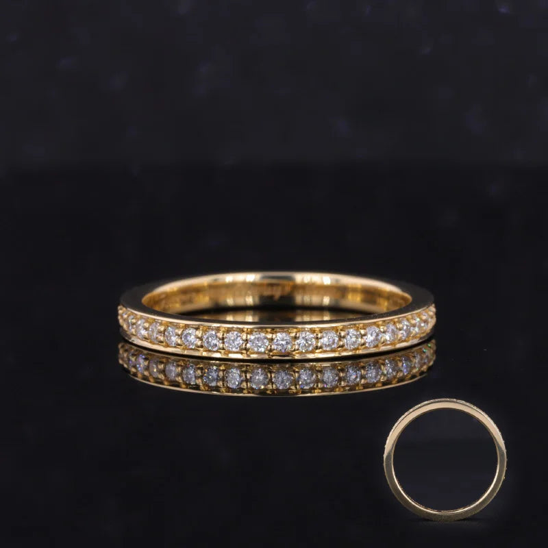 Starsgem 18k Gold Moissanite Ring Gold 1.3mm Round Lab Created Moissanite Diamond Eternity Band Wedding Rings