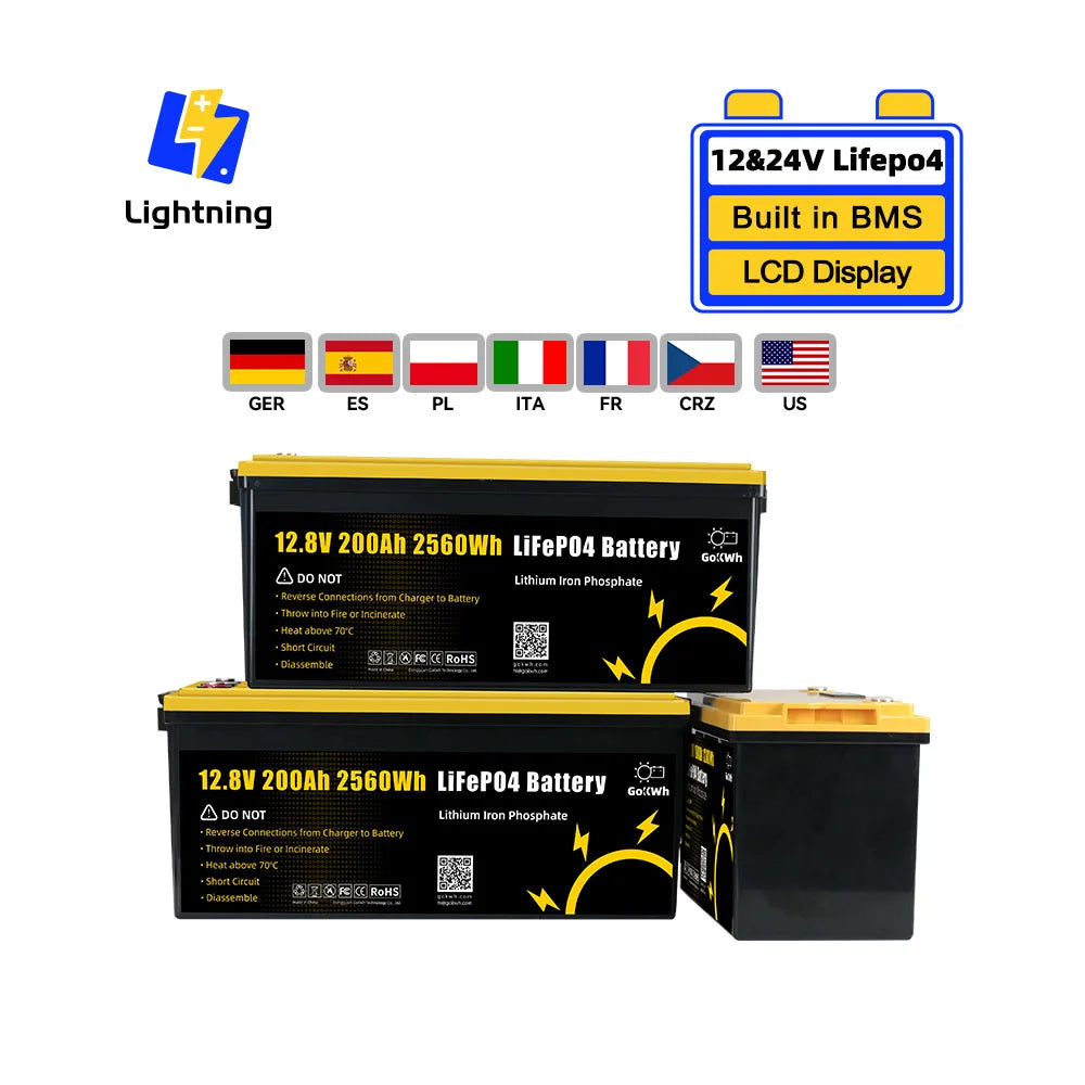 Local Warehouse EU US Stock Warehouse 12v 24v 100Ah 200Ah LiFePO4 Lithium Iron Phosphate for 12V 24V 48V 60V Battery Pack
