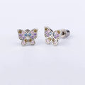 Delicate Blue Pink Zircon Butterfly Earrings for Women 316L Stainless Steel Y2K Hottie Cute Ear Bone Nail Cochlea Gift