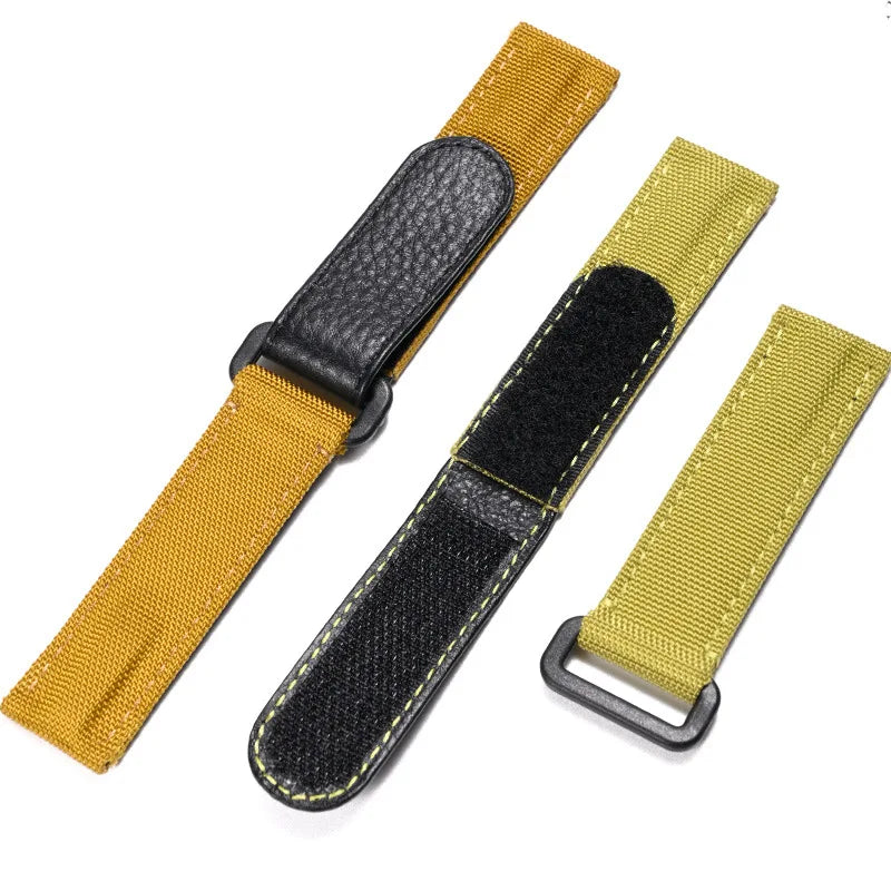 Smart Watchbands with Various Colors of Nylon Hook and Loop Straps Leather Canvas Nylon Watch Band Straps