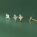 FUAMAY Vintage Gold Leaf Clip Earring Zircon Women's Fashion Silver Bling Ear Studs for Weddings Parties Girls Jewelry Gifts