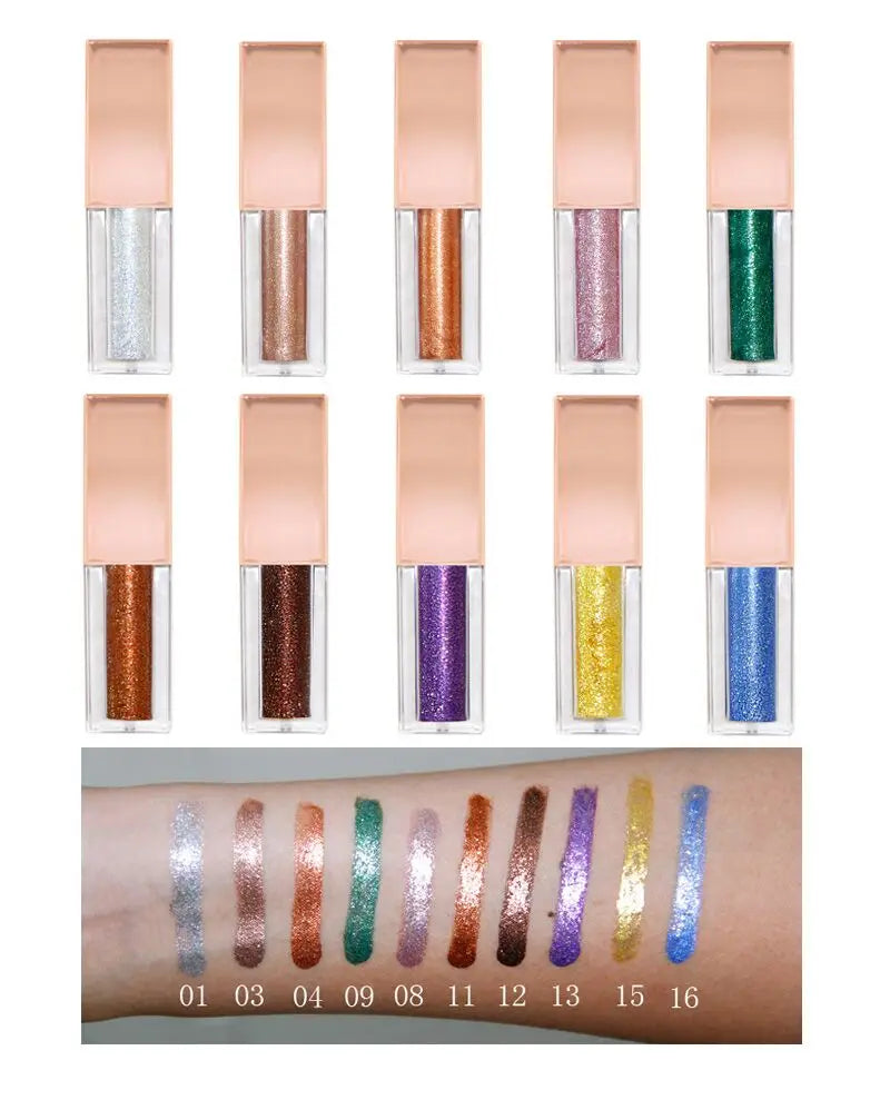 Wholesale Custom Shiny Veagn Cosmetics High Quality Eye Makeup High-Pigment No Logo Metallic Glitter Eyeshadow Shimmer Finish