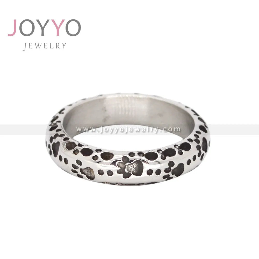 Hot Selling Fashion Street Simple Trend Ring 316L Stainless Steel Punk Cat Paw Print Ring