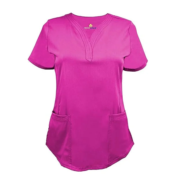 72% Recycled Polyester 23% Viscose 5% Spandex Women's Ultra Soft Y-Neck Scrub Set Premium Hospital Uniform