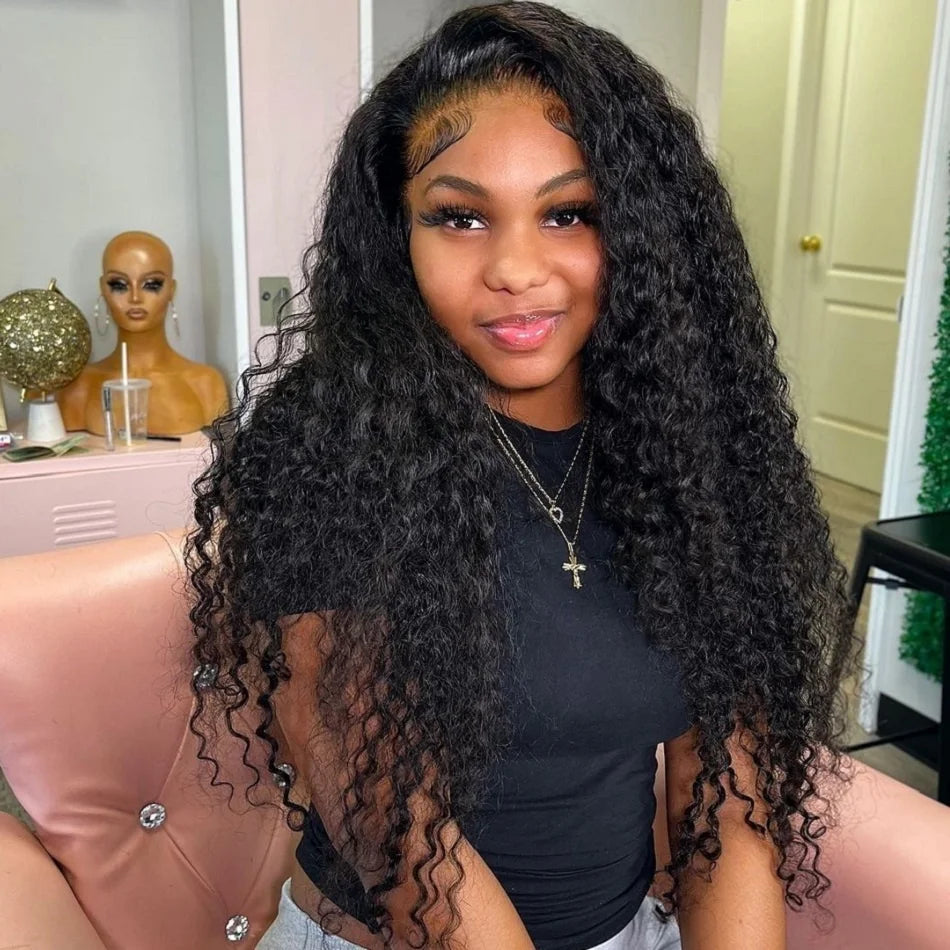 32 34 Inch Deep Wave 13X4 Lace Front Human Hair Wigs 360 HD Transparent Lace Frontal Natural Curly Human Hair Wig