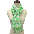 Best-selling Poly Voile Shamrock Scarf Shawl for St Patrick's Day Green Four-leaf Clover Scarf