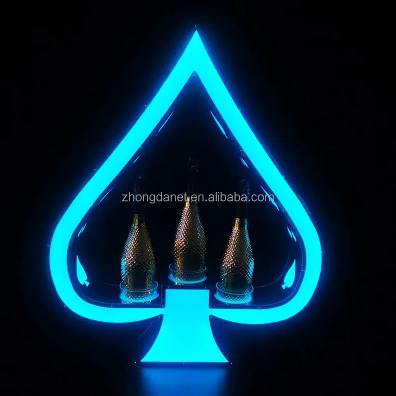 Custom Nightclub Handheld Bottle Glorifier Display Rack Ace of Spade Bottle Presenter with VIP Service MegaBDM