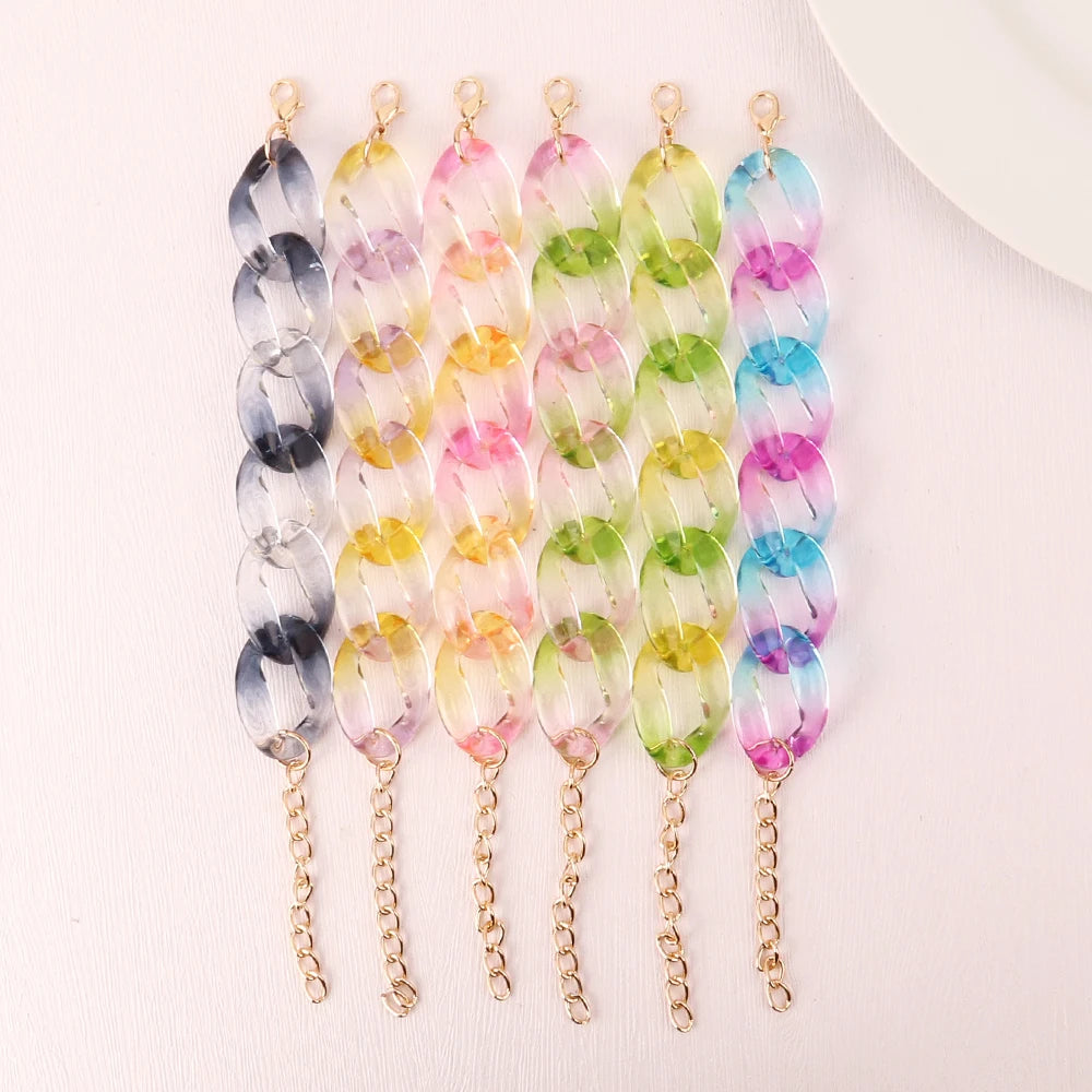 Bohemia Colorful Geometric Acrylic Link Chain Bracelet Transparent Colour Mixture for Anniversary Parties