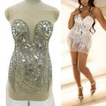 WDP-445 Keering Full Crystal Green Silver Gold Ab Rhinestone Wedding Dress Panels Pearl Bodice Mirror Appliques
