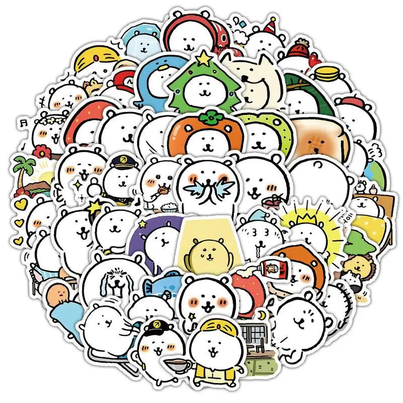 60PCS Japanese cute cartoon Joke Bear sticker sheet