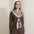 QL Luxury Satin Women's Head Scarf Viscose and Imitated Cotton Wool Multi-Color Geometric and Argyle Leaf Printed Shawl