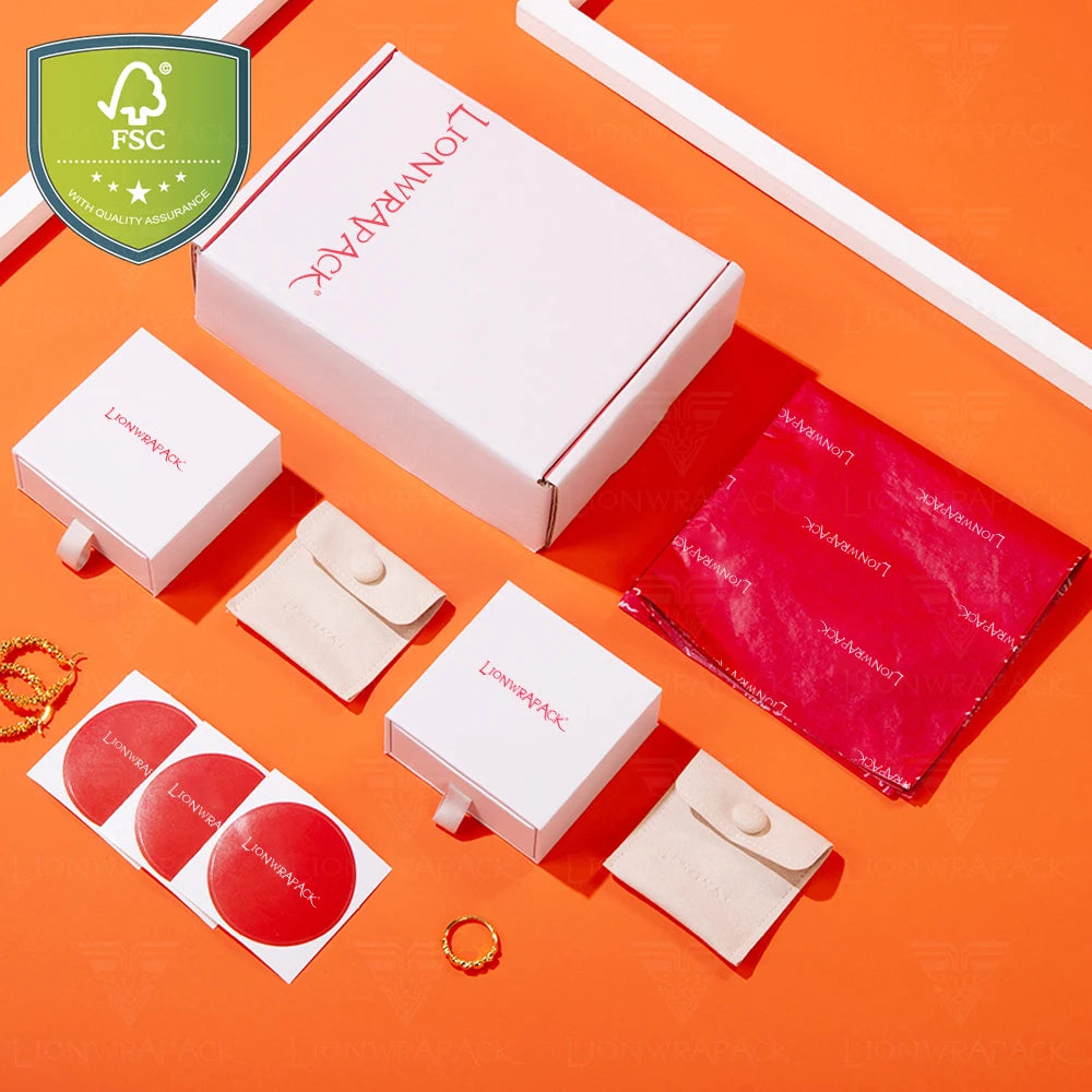 Eco-friendly Lionwrapack Jewelry Box in Glossy Paper Customizable With Logo Colors Size Ideal for All Jewelry Sets