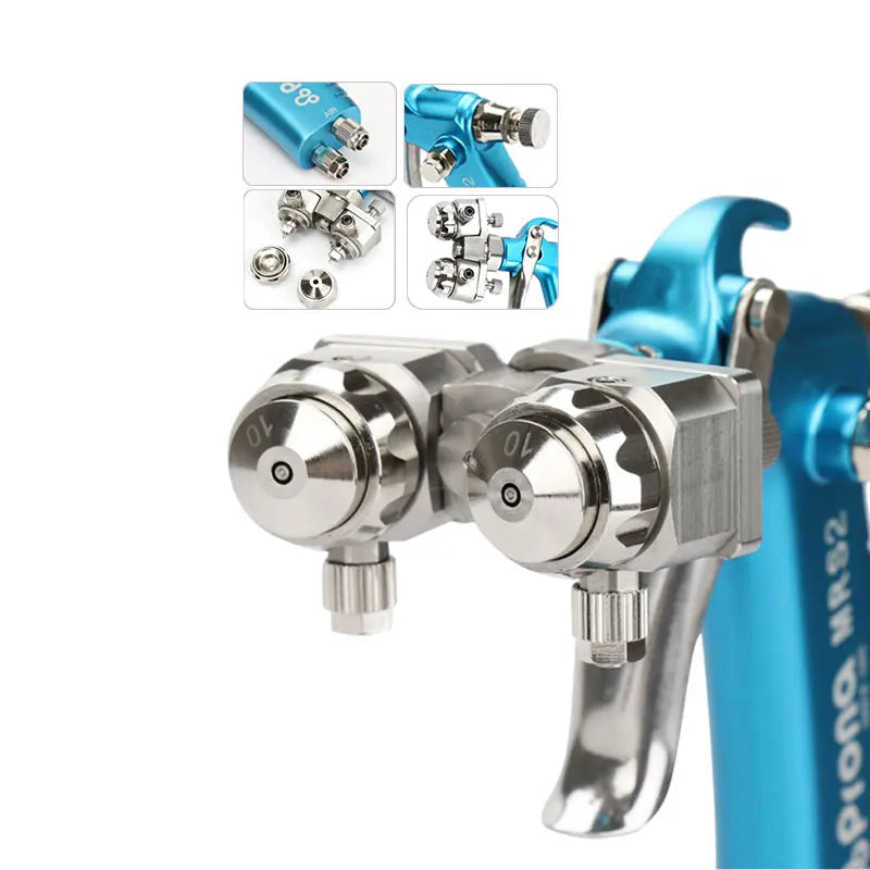 Prona 1.3mm Double Nozzle Chrome Gun MRS2-2R Dual Head Air Coating Spray Gun HVLP High Pressure Nano Chrome Paint Spray Gun