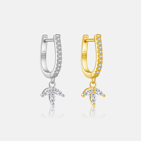 FUAMAY 925 Sterling Silver Marquise Zircon Clover Drop Earrings 18K Gold Plated Simple Pave U Shape Hoop Earrings