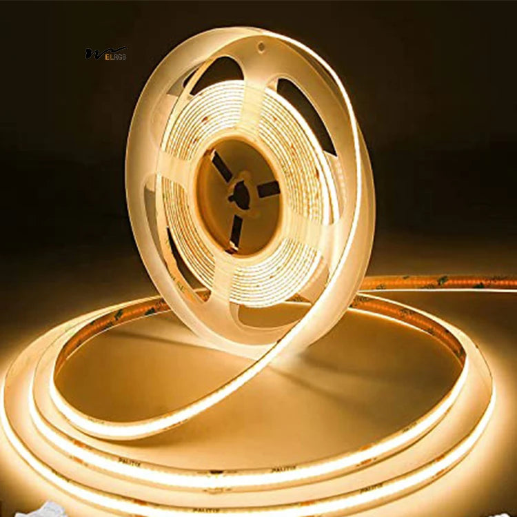 12V 24V IP20 Smart 6500K COB LED Strip Light Cuttable Silicone App Remote and Wi-Fi Dimmable for Home Decor Indoor Use