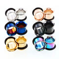 Surgical Stainless Steel Double Flared Tunnels Expander Screw Ear Gauges Tunnels Plugs for Ear