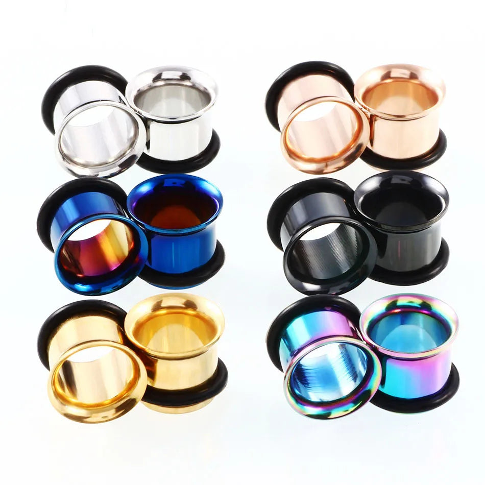 Surgical Stainless Steel Double Flared Tunnels Expander Screw Ear Gauges Tunnels Plugs for Ear